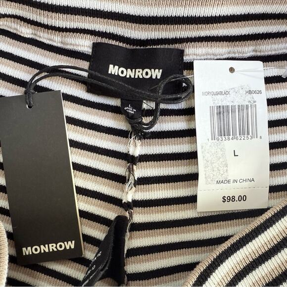 NWT Monrow Easy Stripe Knit Sweater Shorts Size Large - Picture 6 of 11